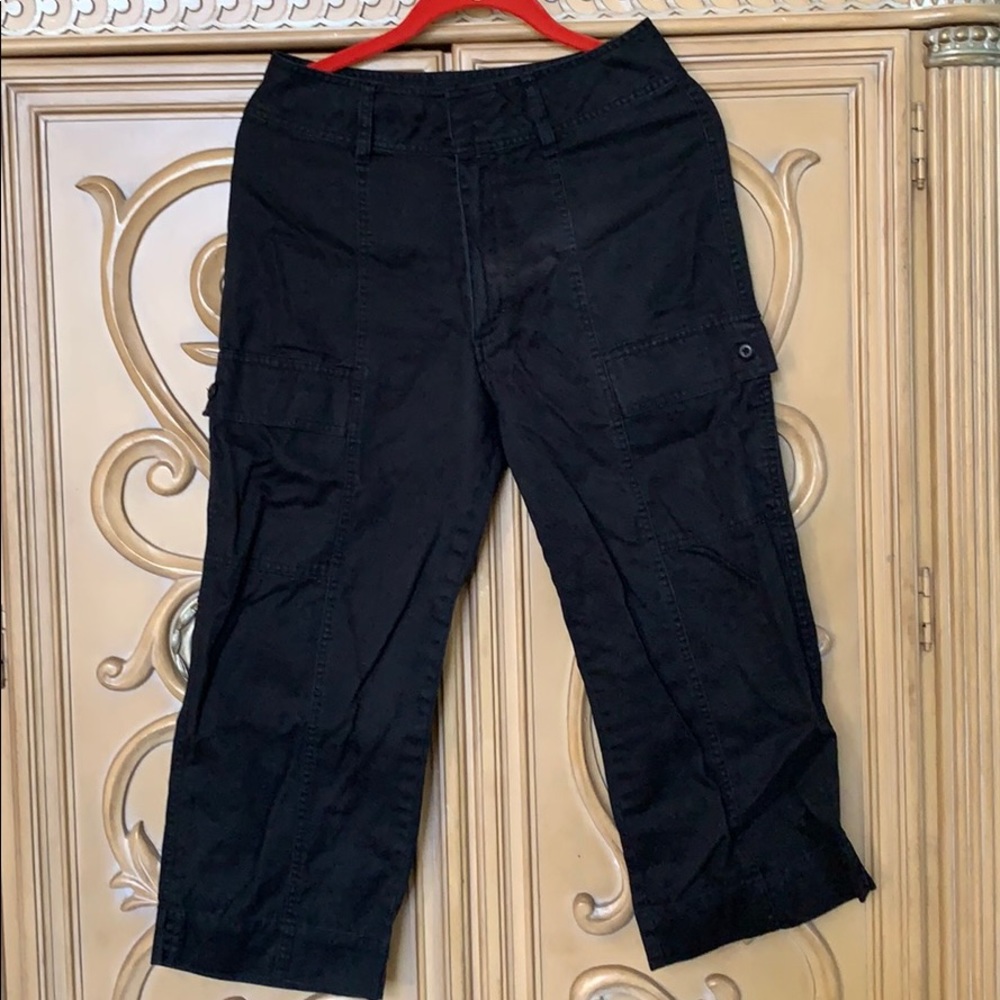🦋 Lee khaki black cargo Jean Capris guc size 6M